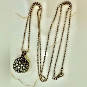 Silver long necklace with large ball pendant